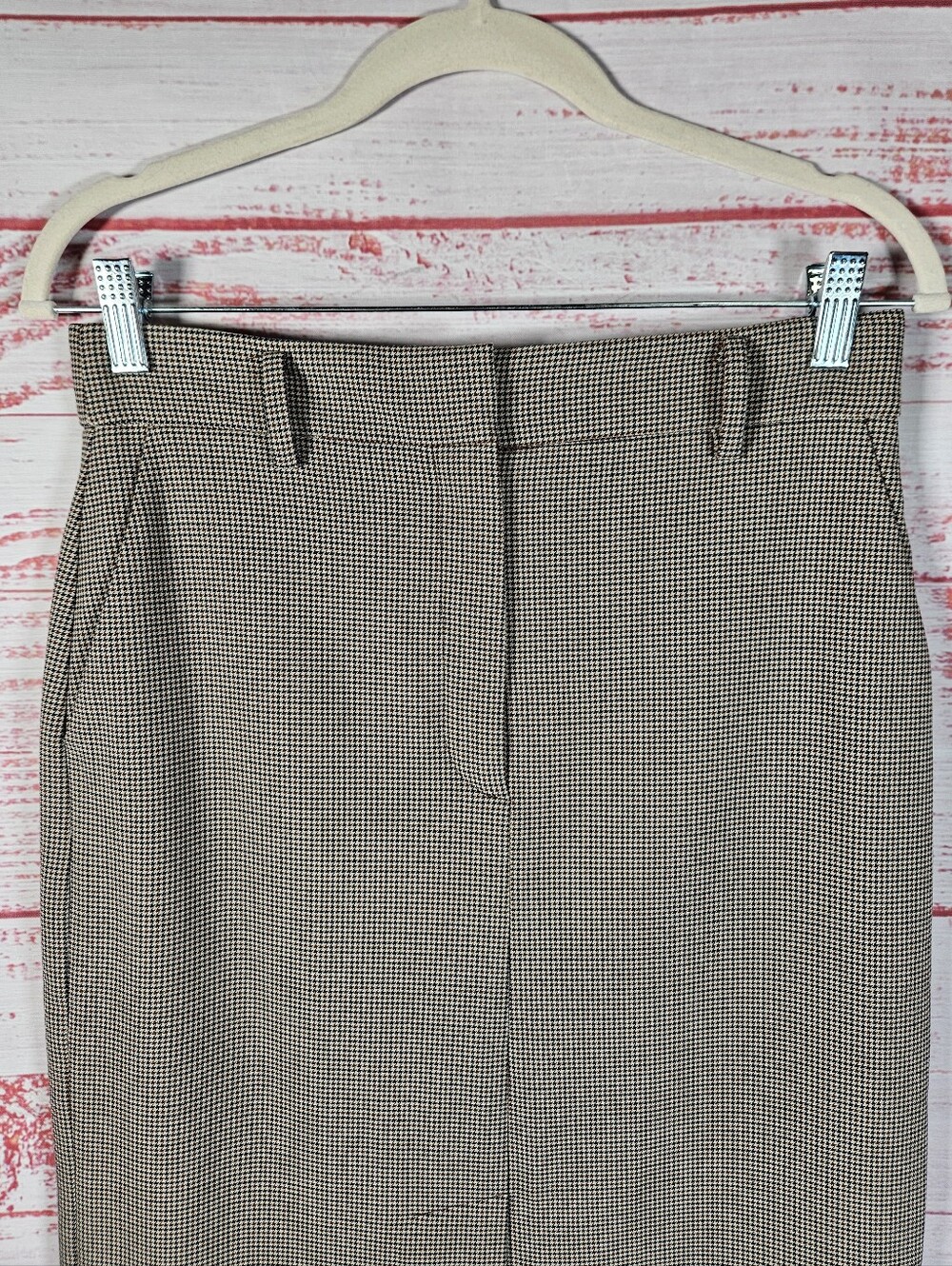 Aritzia Brown Houndstooth Pencil Skirt - Picture 2 of 15